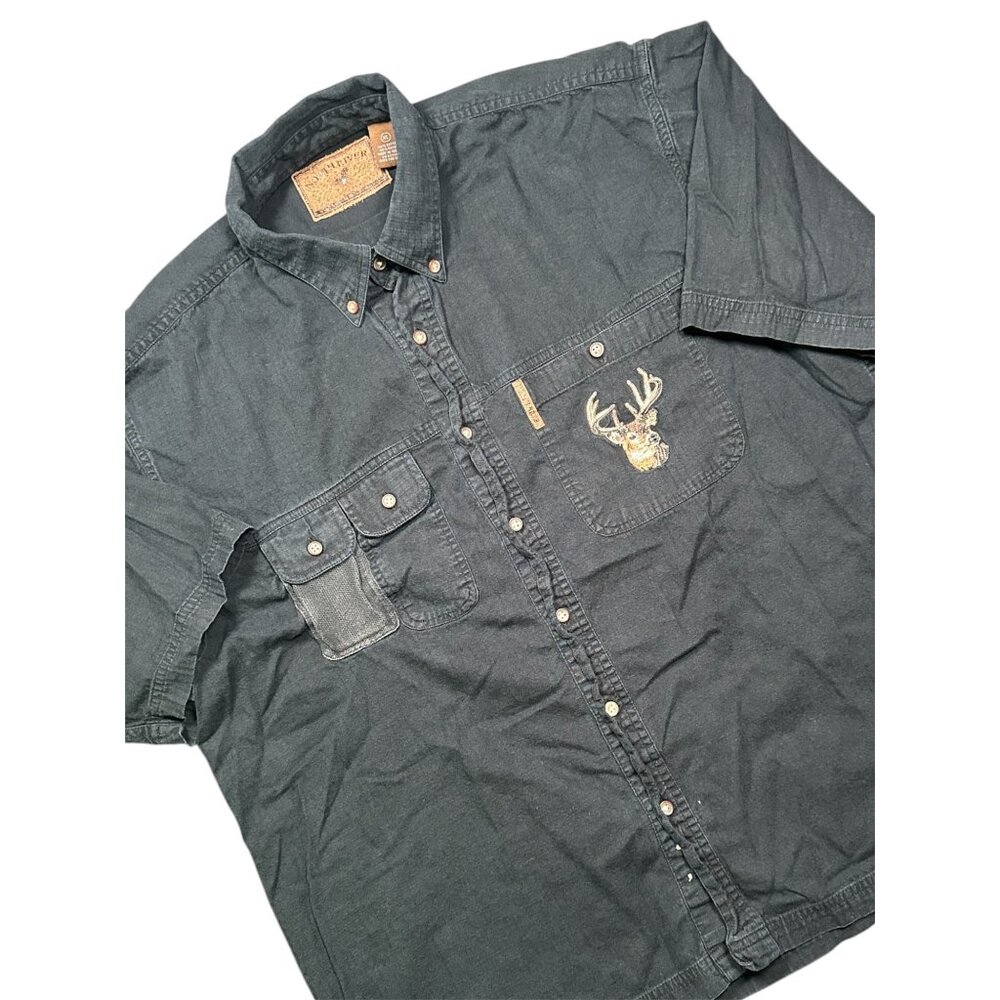 North River Men’s XL Deer Embroidery 3 Pocket Hunting Outdoor Button Down Shirt